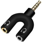 Donji 3, 5 mm-es audio csatlakozó elosztó, 2 kimenet: mikrofonhoz és a fejhallgatóhoz, fekete (TB-1095)