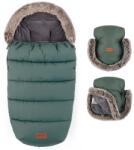 Petite&Mars - Set sac 4 în 1 COMFY pentru copii + mănuși tip mufă pentru cărucior FURRY Khaki (AG1023)