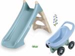 Smoby Set tobogan Toboggan XS Smoby verde și premergător, cărucior și remorcă Buggy 3în1 (SM820630-3)
