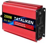  Tiszta szinuszhullámú inverter, 2500W, 12 V - 220 V, EU aljzat, 12V2500W 50Hz EU