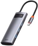 Baseus Type-C HUB 5in1 - Aktív, Elosztó, HDMI+3 USB+Type-C Aljzat, Szürke