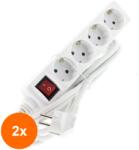 Well Set 2 x Prelungitor Electric cu Intrerupator, 4 Prize, Sectiune Cablu 3 x 1.5mm2, Lungime 3 m, 3500W, Well (TIV-2xEXTS-4S3M-SW-WL)