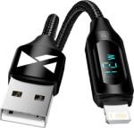 Wozinsky WUALC1 USB-A Kábel-Lightning LED Kijelző 2.4A 1 m-Fekete (5907769308451) (5907769308451)