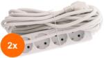 Well Set 2 x Prelungitor Electric, 4 Prize, Sectiune Cablu 3 x 1.5mm2, Lungime 5 m, 3500W, Well (TIV-2xEXTS-4S5M-WL)