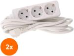 Well Set 2 x Prelungitor cu 3 Prize, 10 m, Cablu 3 x G1.5 mmp, Well (TIV-2xEXTS-3S10M-WL)