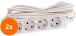 Well Set 2 x Prelungitor Electric 4 Prize, Sectiune Cablu 3 x 1.5mm2, Lungime 3 m, Well (TIV-2xEXTS-4S3M-WL)
