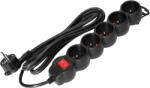  Hosszabbító kábel 5 aljzattal, 1, 5 m, fekete, 16A (E7/B/1-5)