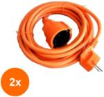 Well Set 2 x Cablu Prelungitor Electric Portocaliu, IP20, Sectiune Cablu 3 x 1.5mm2, Lungime 5 m, Well (TIV-2xEXTC-5M-1.5POE-WL)