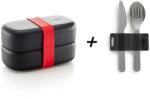Lékué Cutie pentru prânz LUNCHBOX TO GO, 1 l, cu tacâmuri, negru, Lékué (LKE0301030G08M015)