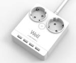  Prelungitor cu 2 prize + 4 x USB 3m Alb, EXTS-2S3M-PROT/USB4-WL (EXTS-2S3M-PROT/USB4-WL)