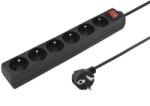  Prelungitor cu switch 6 prize 3m Negru, PPA6K-03BK (PPA6K-03BK)