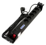  Prelungitor rackabil 19"/2U cu 5 prize 3m Negru, ppacar3rack (PPACAR3RACK)