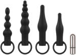 EasyToys - akkus anál vibrátor szett - 4 részes (fekete) - erotikasziget