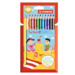 STABILO Színes ceruza készlet, háromszögletű, vastag, STABILO "Trio thick", 12 különböző szín (203/12-01)