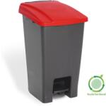 PLANET Szelektív hulladékgyűjtő konténer, műanyag, pedálos, antracit/piros, 70L