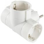 Somogyi Elektronic T elosztó, fekvő, 3 földelt aljzat, HOME, fehér (LUSE034)