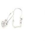 Ezüst gyermek elölkapcsos szivecske fülbevaló pici fehér kővel ródiumbevonatos