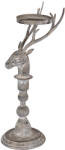 Clayre & Eef Suport lumanare Ren metal gri 17x14x42 cm (6Y5838)
