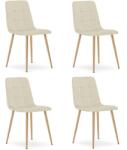 FDY Set 4 Scaune Bucatarie/Dining Jacob Bej Catifea Picoare Metalice Finisaj Lemn