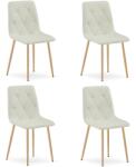 FDY Set 4 Scaune Bucatarie/Dining Fido Material Textil Bej Picioare Metalice Finisaj Lemn