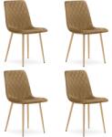 FDY Set 4 Scaune Bucatarie/Dining Clay Catifea Maro Picioare Metalice Finisaj Lemn