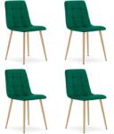 FDY Set 4 Scaune Bucatarie/Dining Jacob Verde Catifea Picioare Metalice Finisaj Lemn