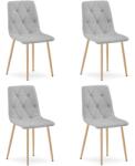FDY Set 4 Scaune Bucatarie/Dining Fido Material Textil Gri Deschis Picioare Metalice Finisaj Lemn