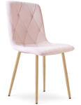 FDY Scaun Bucatarie/Dining Fido Catifea Roz Deschis Picioare Metalice Finisaj Lemn