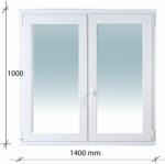 Decco 140x100 Bukó - Nyíló + Nyíló műanyag ablak Decco 71 profil 2 retegű üvegezés