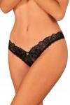 Obsessive nyitott szexi csipkés tanga Donna Dream fekete Xs/s (sexy stringi majtki koronkowe)