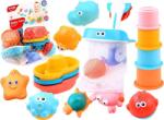 Triton Huanger Indiggo Gyermek Fürdőjátékok, 16 Db, 6 Db Gumi Tengeri Állat, Tapadókorongos Horgászháló, 4 Pohár, 3 Színes Labda, Szórakoztató És Interaktív, 12 Hónapos Kortól, Többszínű (ZA3405) (ZA3405)