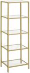 VASAGLE Üveg állópolc 40x 124, 5x30 cm, könyvespolc, arany (LGT029A01)