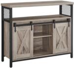 VASAGLE Tárolószekrény 2 tolóajtóval, konyhaszekrény állítható polcokkal, greige-fekete (LSC092B02)