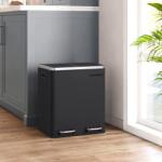 SONGMICS Légmentes acél szemetes, konyhai szemetes, 2 x 15 literes, fekete (LTB30BK) - vasbutor