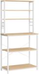 VASAGLE Konyhai állópolc 6 polcszinttel, 6 akasztóval, tölgy és fehér 80x40x167cm (KKS019W09) - vasbutor