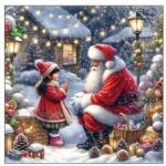 Ambiente Karácsonyi Télapós szalvéta - Mikulás kislánnyal 25x25 cm - Talking to Santa (VR-32520055)