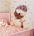 BRUP Home Decor Falmatrica gyerekszobába, BRUP Home Decor - Kislány virágokkal, csillagokkal
