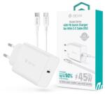 DEVIA ST112896 Rocket Series 45W PD+QC fehér hálózati gyorstöltő adapter + Type-C - Type-C kábel (ST112896) - pcx