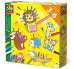 Ses Creative Set creativ de colorat Animale cu carlige, 8 creioane colorate, 50 mini carlige din lemn colorate, +3 ani (14631)