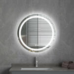 Welland Type-2 LED tükör - fényerő + színhőfok állítás + páramentesítő + óra - Ø 70 cm