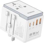 Dudao A65Pro 65 W EU/US/JP/AUS/UK utazó adapter 2x USB-C 2x USB-A - Fehér