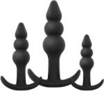 EasyToys - анален плъг сет с топчета - 3 части - черен