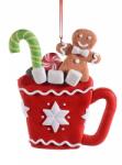 Art from Italy Karácsonyi mézeskalácsos mézi karácsonyfadísz, 10×11, 5 cm - Hópihés piros bögre