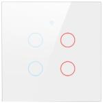 Tuya Intrerupator inteligent cu touch Tuya, Life Smart, Wi-Fi, cu sau fara nul, 4 canal, 10A, Sticla securizata, compatibil Amazon Alexa Google Assistant, Alb SmartWiz (DZ-TMW01-EU-W4)