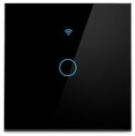 Tuya Intrerupator inteligent cu touch Tuya, Life Smart, Wi-Fi, RF433, cu sau fara nul, 1 canal, 10A, Sticla securizata, compatibil Amazon Alexa Google Assistant, Negru SmartWiz (TMW401-EU-B1)