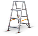 Bormann scară dublă din aluminiu 2x4 trepte, trepte și picioare antiderapante (BHL9035)