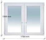 Decco 170×130 Kétszárnyas Tokosztott Bukó - Nyíló műanyag ablak 2 rétegű üvegezéssel