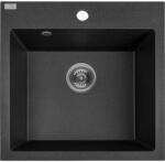 Laveo PAULO fekete egymedencés mosogató ajándék szifonnal és csaplyuk takaróval (SRN_710P)