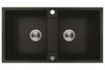 Laveo RIO DUO fekete kétmedencés mosogató ajándék szifonnal és csaplyuk takaróval (SRF_720R)