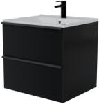 Intenso fiókos fürdőszobabútor mosdókagylóval - 50 cm (magasfényű fekete) - miniwebshop